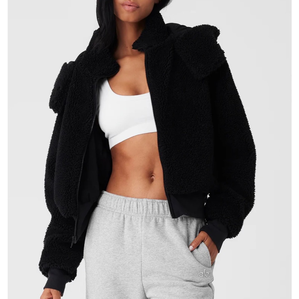 ALO black foxy sherpa jacket
